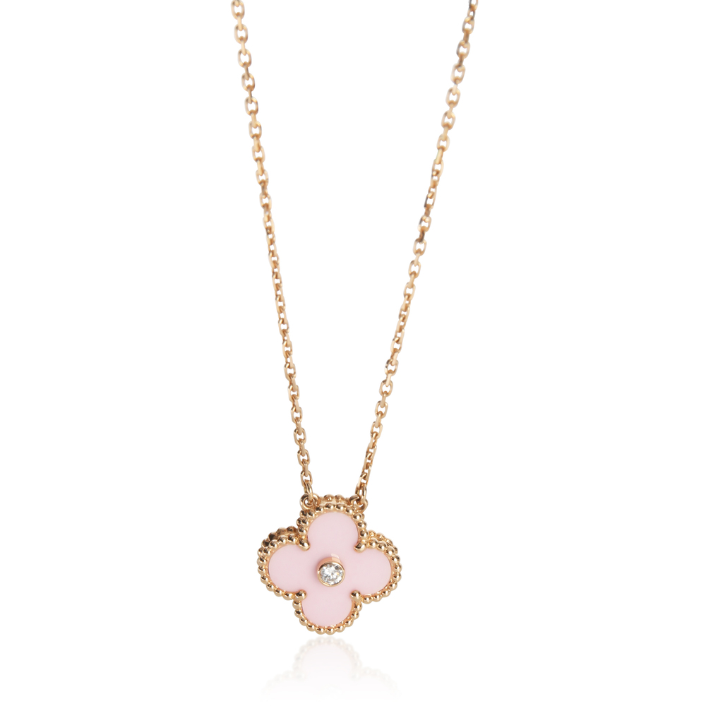 Van Cleef & Arpels Rose Gold Diamond 2015 Limited Edition Vintage Alhambra Penda
